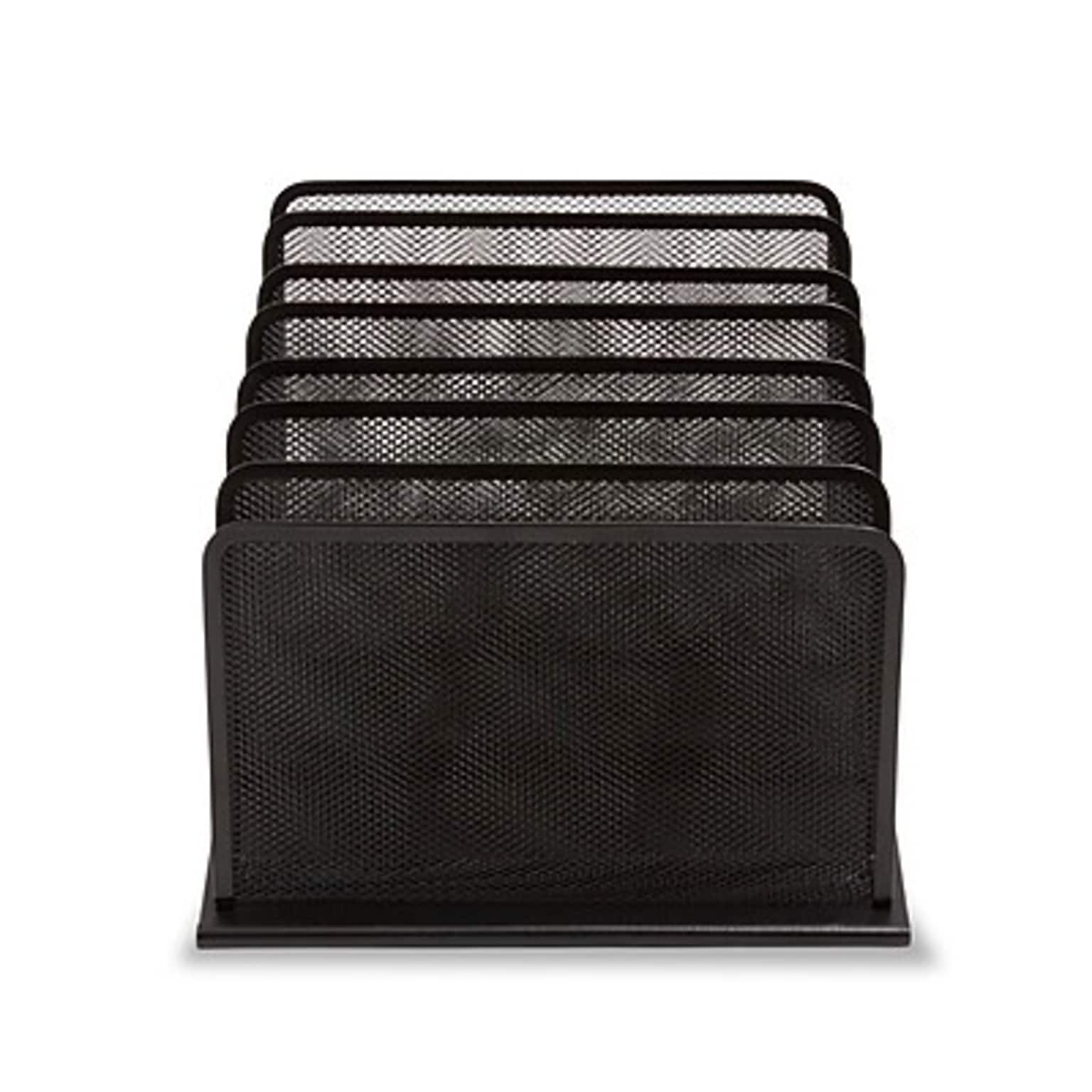 TRU RED™ 7-Compartment Metal Mesh File Organizer,  Matte Black (TR57559)