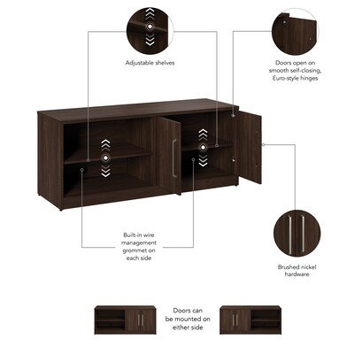 Bush Business Furniture Vista Low Storage Cabinet with Doors and Shelves, Black Walnut (VSS160BW)