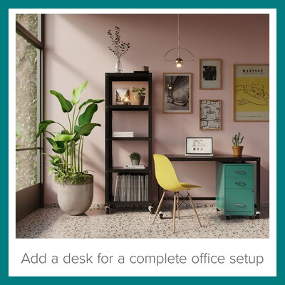 Space Solutions 3-Drawer Mobile Vertical File Cabinet, Letter Size, Lockable, 26.7"H x 14.25"W x 18"D, Teal (24431)