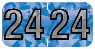Medical Arts Press Holographic End-Tab Year Labels, 2024, Blue, 500/Roll (0724HBE)