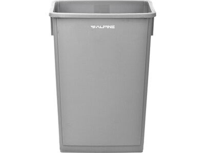 Alpine Industries Plastic Trash Can, 23 Gallon, Gray, 6/Pack (ALP477-GRY-6PK)