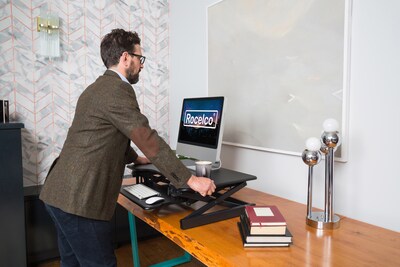 Rocelco 32"W Manual Adjustable Standing Desk Converter, Black (R EADRB2)
