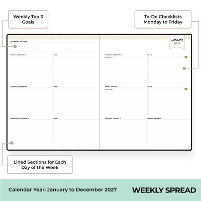 2027 Blue Sky Day Designer 8 x 10 Weekly & Monthly Planner, Black (161281)