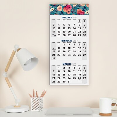 2026-2027 Excello Brands Large Print 13 x 27 Academic Monthly Wall Calendar, Teal Floral (WC-AY26-1327-17)