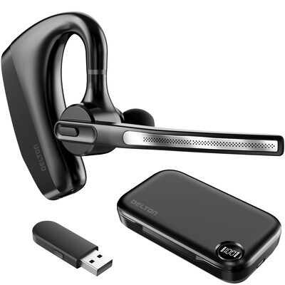Delton K130 Wireless Bluetooth Headset with Noise-Canceling Microphone, MS Certified, Black (DBHK130)