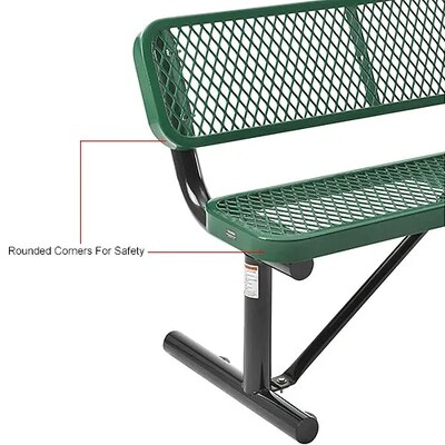 Global Industrial 4' Outdoor Steel Bench w/ Backrest, Expanded Metal, Green (695743GN)