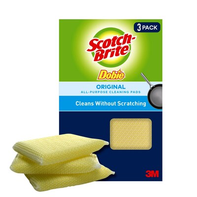 Scotch-Brite Dobie All-Purpose Non-Scratch Scouring Pad, Yellow, 3/Pack (723-2F)