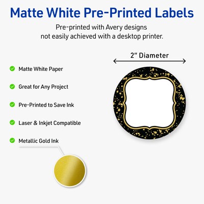 Avery Round Laser/Inkjet Multipurpose Labels, 2, White, 120/Pack (19479370907)