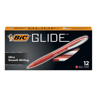 BIC Glide Retractable Ballpoint Pen, Medium Point, Red Ink, Dozen (14504/VCG11RD)