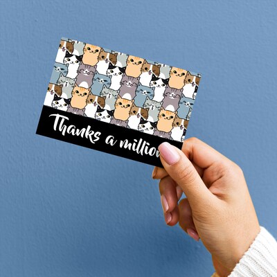 Great Papers Thanks a Million Cats General Use Thank You Notecard Kits, Multicolored, 24/Pack (2025025)