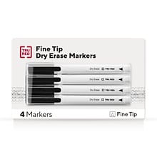 TRU RED™ Pen Dry Erase Markers, Fine Tip, Black, 4/Pack (TR61460/TR54560)