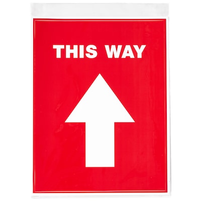 Avery Directional "This Way" Preprinted Floor Decals, 8" x 10.5", Red/White, 5/Pack (83091)