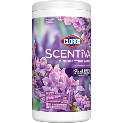 Clorox Scentiva Disinfecting Wipes, Tuscan Lavender & Jasmine Scent, 75 Wipes/Container, 6/Carton (60040CT)