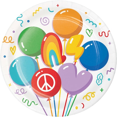 Creative Converting Bubbly Birthday Dessert Paper Plates, Multicolored, 32/Pack (DTC365023PLT)