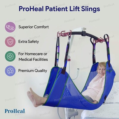 ProHeal Universal Padded Divided Leg Lift U Sling for Patient Lifts, Medium, 41 x 19.5, Polyester