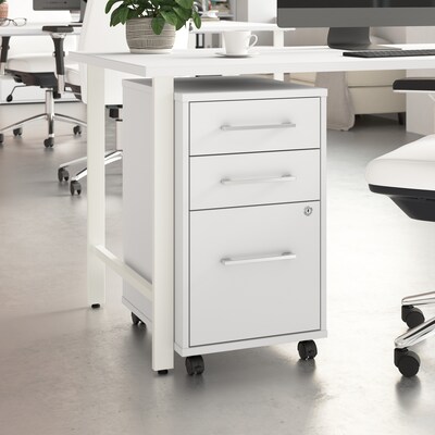 Bush Business Furniture Hustle 3 Drawer Mobile File Cabinet, White (HUF116WH)