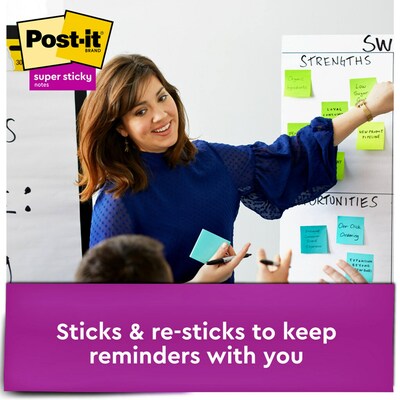 Post-it® Super Sticky Notes Cabinet Pack, 3 x 3, Energy Boost Collection, 70 Sheets/Pad, 24 Pads/P