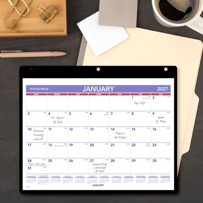 2027 AT-A-GLANCE 11 x 8 Monthly Wet Erase Desk or Wall Calendar, White/Purple (SK8-00-27)