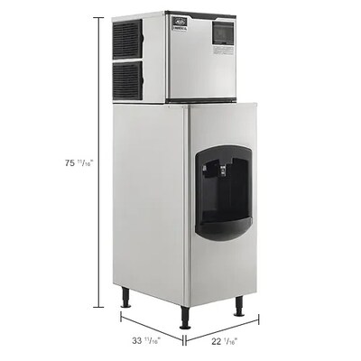 Global Industrial Nexel Ice Dispenser w/ Ice Machine & Bin, Air Cooled, 350 lbs. Production/24 Hours (243319)