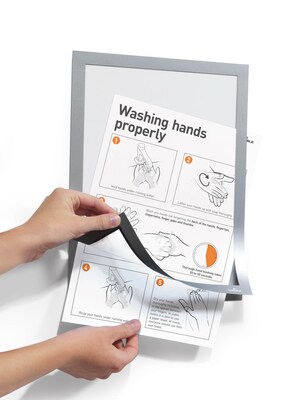 Durable Duraframe Sign Holder, 8.5" x 11", Wall Mounted, Gray/Silver, 2/Pack (476823)