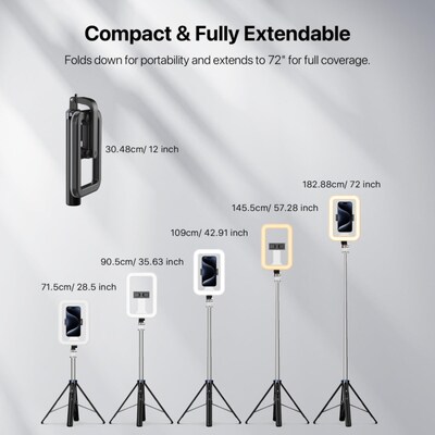 MyBat Pro Spotlight Tripod Stand with LED Ring Light Adjustable Stainless Steel & Ultimate Portability Silver