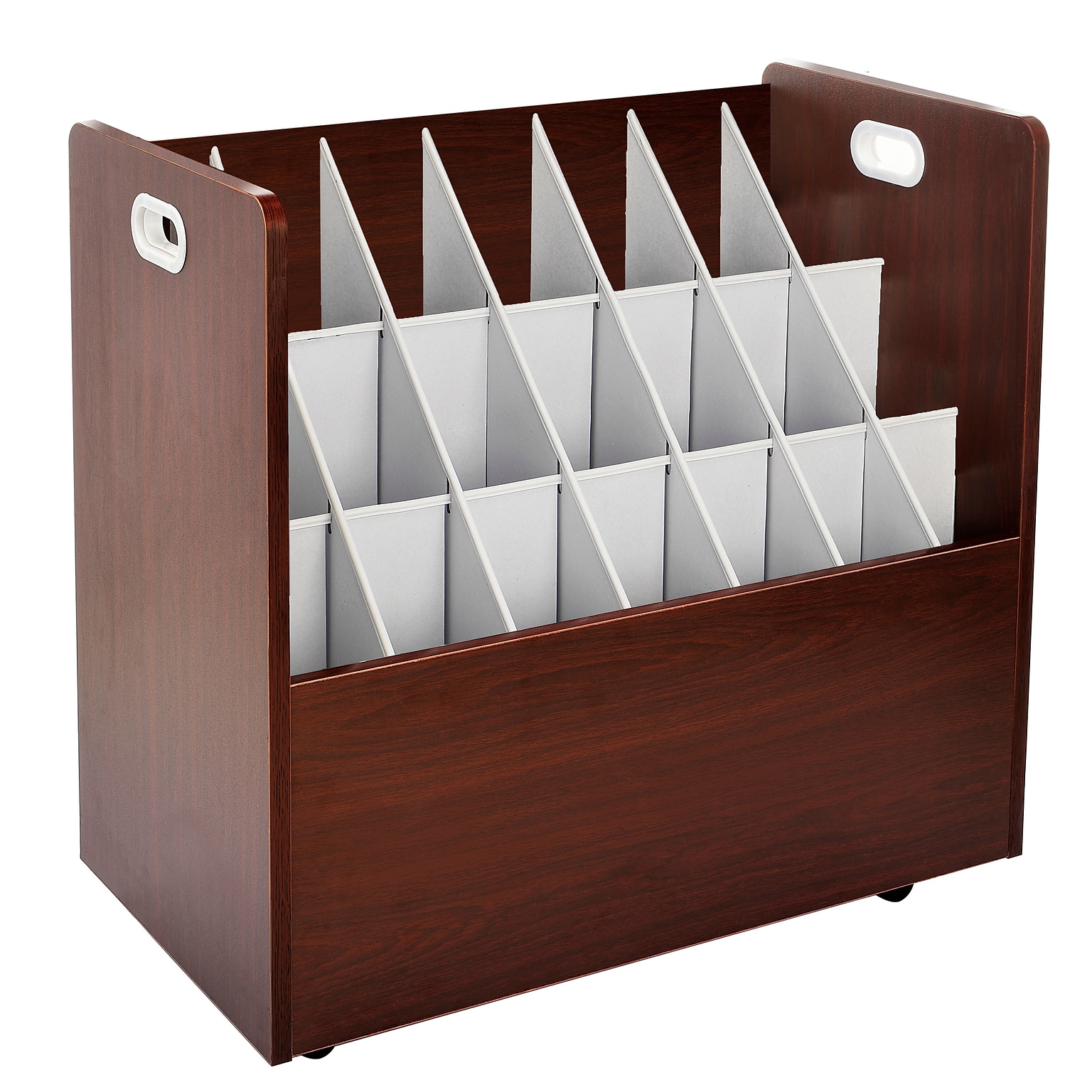 AdirOffice 21-Slot Roll File, Lockable, 28.5H x 30W x 15.75D, Mahogany (625-MA-KIT1)
