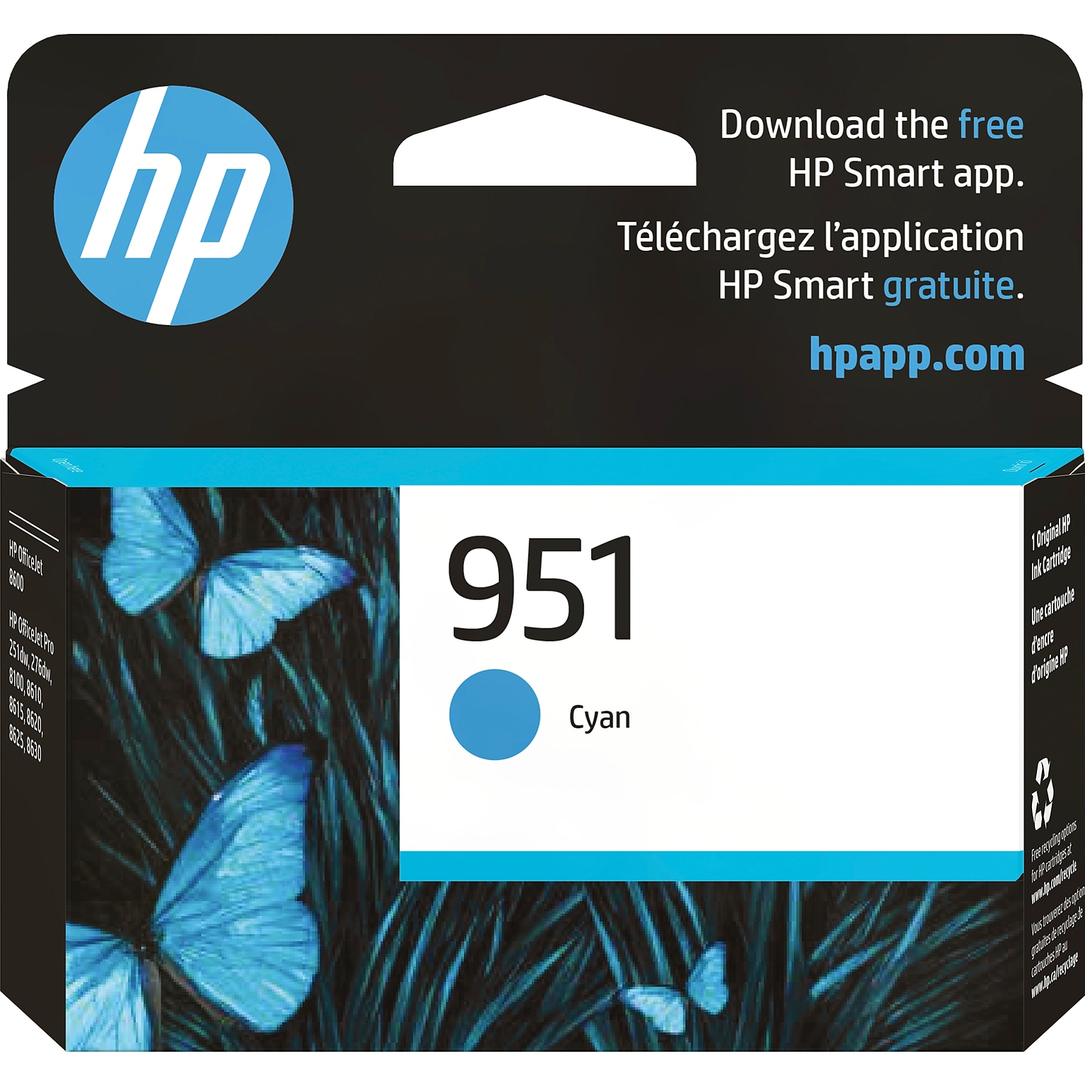 HP 951 Cyan Standard Yield Ink Cartridge, Prints Up to 700 Pages (CN050AN#140)