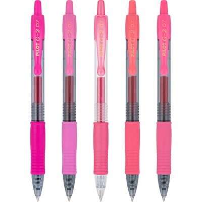 Pilot G2 Pinks Pinks Retractable Gel Pen, Fine Point, 0.7mm, Assorted Ink, 5/Pack (XPO30001)
