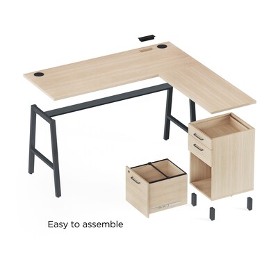 Union & Scale™ Essentials 60"W L-Shaped Desk, Natural (UN60420)