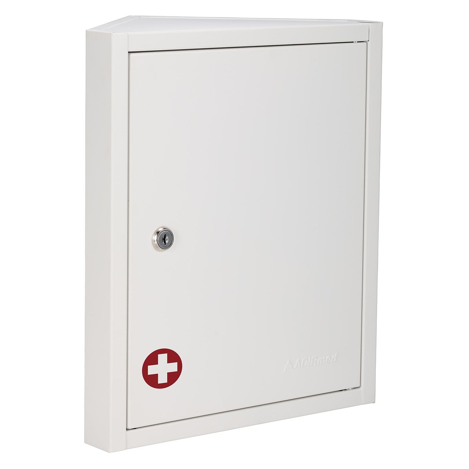 Viva Comfort Steel 2-Shelf Corner Mount Locking Medicine Medical Cabinet, 0.9 cu. ft., White (ADI999-01-1-MK)