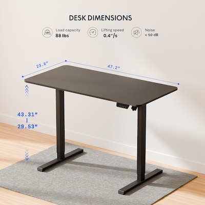 FlexiSpot EC2 48"W Electric Rectangular Adjustable Standing Desk, Black (EC2B-4824B)
