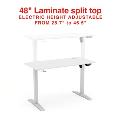 Staples 48W Electric Rectangular Adjustable Standing Desk, White (ST63148)