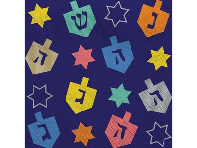 Amscan Hanukkah Joy Beverage Napkin, Multicolor, 40/Pack, 3 Packs/Carton (702903)