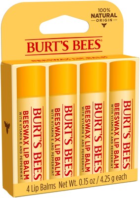 Burts Bees Beeswax Lip Balm, 4/Pack (01198)