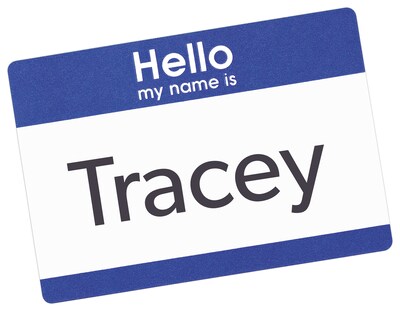 Avery "Hello My Name Is" Name Badge Labels, 2 1/3" x 3 3/8", White w/ Blue Hello, 100 Labels Per Pack (5141)