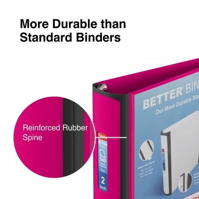 Staples® Better 2" 3 Ring View Binder with D-Rings, Pink (13570-CC)