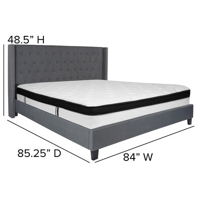 Flash Furniture Riverdale Tufted Upholstered Platform Bed in Dark Gray Fabric with Memory Foam Mattress, King (HGBMF48)