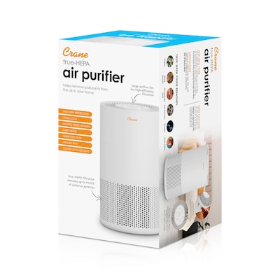 Crane True HEPA Tabletop Air Purifier, 300 sq. ft., White (EE-5077)