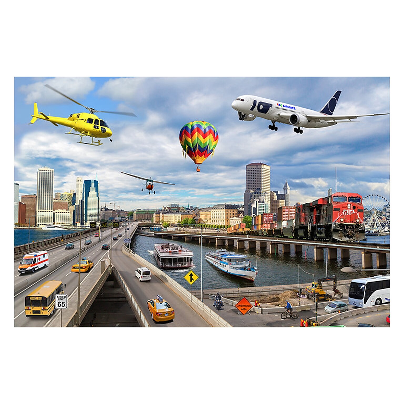 MOJO On-the-Go Transportation Jumbo Photographic Floor Puzzle (MJ-330014)
