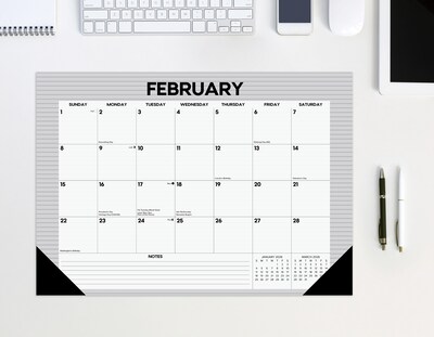 2026 Willow Creek Pinstripe 17" x 12" Monthly Desk Pad Calendar, Gray (57131)