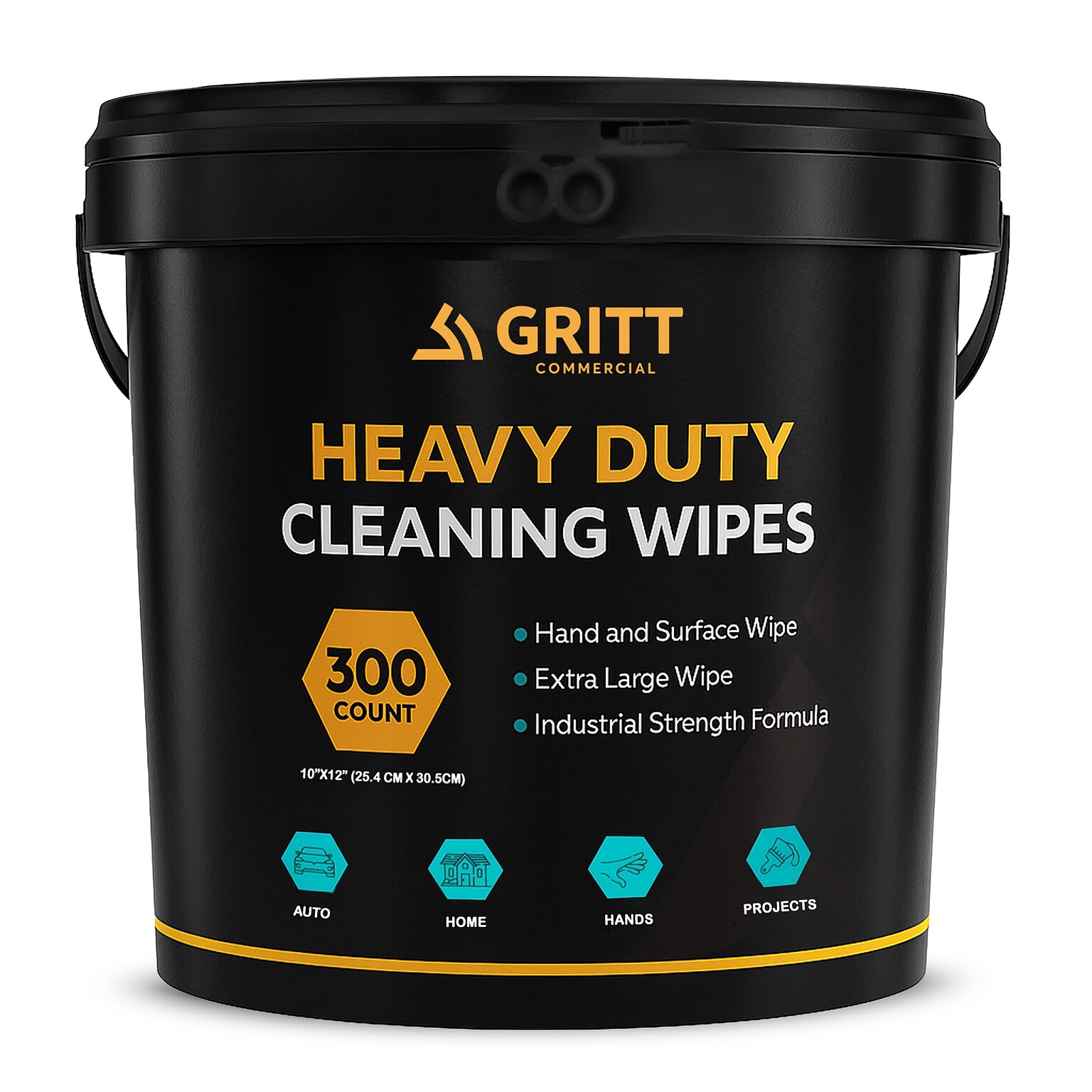 Gritt Commercial Heavy-Duty Multi-Surface Hand & Tool Cleaning Wipes, 10 x 12, 300 Count (GRI6-300)