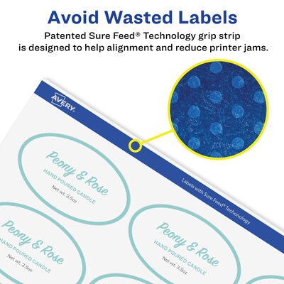 Avery Laser/Inkjet Multipurpose Oval Labels, 2.25" Dia, Glossy Clear, 210/Pack (94054)