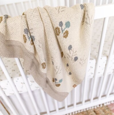 Crane Baby Avery Organic Cotton Knitted Baby Blanket, Poppy (BC-150BL-1)