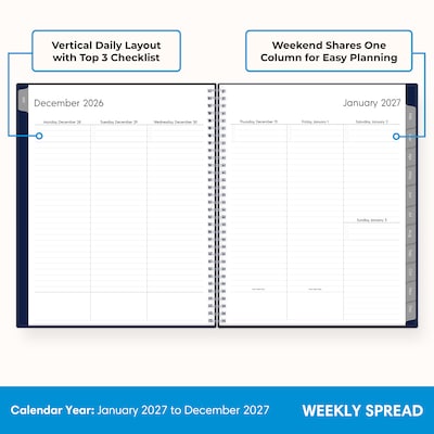 2027 Blue Sky 8.5 x 11 Weekly & Monthly Planner, Deep Blue (160986)