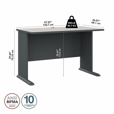 Bush Business Furniture Cubix 48"W Desk, Slate/White Spectrum (WC8448A)