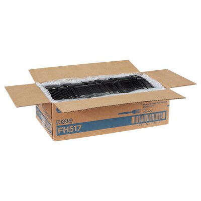 Dixie Plastic Fork, Heavy-Weight, Black, 1000/Carton (FH517)