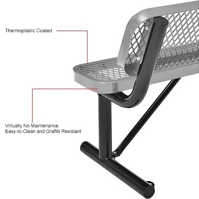 Global Industrial 4' Outdoor Steel Bench w/ Backrest, Expanded Metal, Gray (695743GY)
