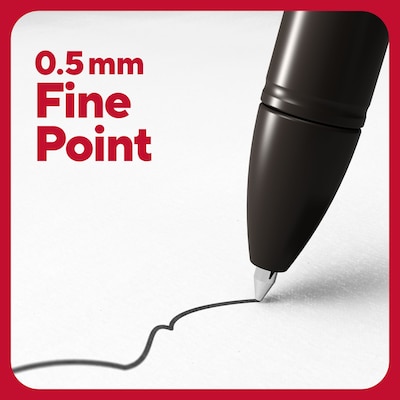 TRU RED™ Quick Dry Gel Pens, Fine Point, 0.5mm, Black, 5/Pack (TR54468)