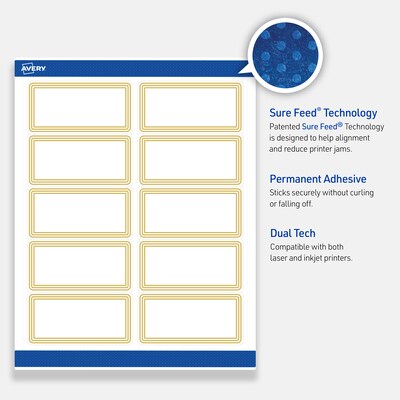 Avery Laser/Inkjet Rectangle Multipurpose Labels, 2" x 4", White, 100/Pack (S00DHR)