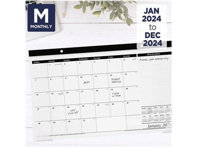 2024 AT-A-GLANCE 17.25 x 11" Monthly Desk Pad Calendar, White/Black (SK14-00-24)